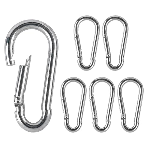 Heavy-Duty Stainless Steel Spring Snap Hook Carabiner - 6-Pack