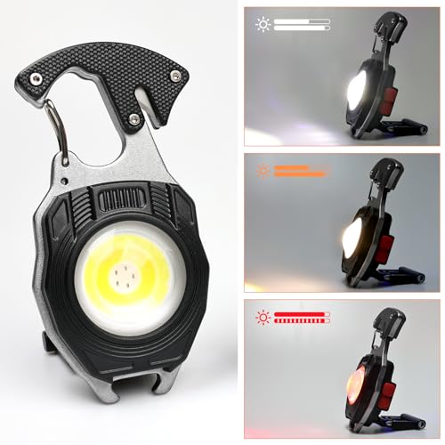 MAKDAK 4PC Keychain Flashlight Rechargeable Cob Keychain Work Light 7 Modes 1600Lumen High Lumen Flashlights for Emergencies,EDC