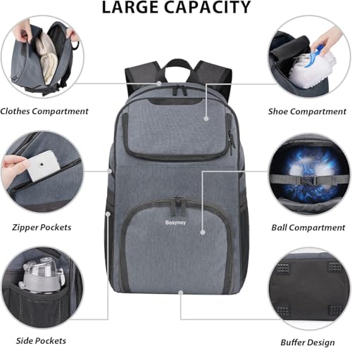 Bowling Backpack with Shoe Compartment - Grey, Fits Size 16