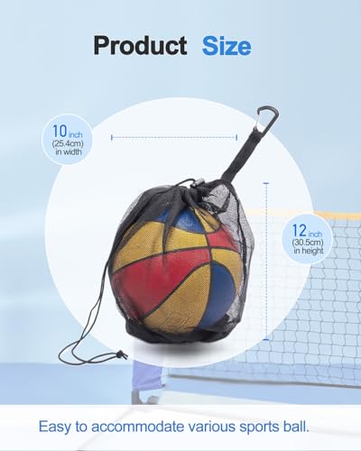 2Pcs Mesh Ball Bag for Sports - Basketball, Soccer, Volleyball - Black