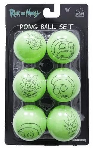 Rick and Morty Neon Green Ping Pong Ball Set - 6 Balls