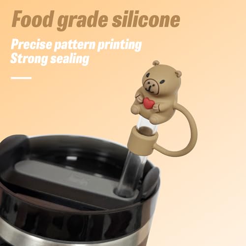 Cute Bear Straw Topper - Reusable 10mm Silicone Straw Cover for Tumblers