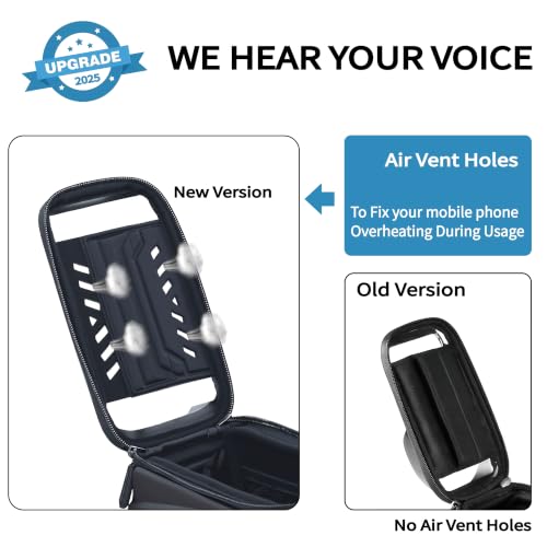 Alphantino Waterproof Bike Phone Holder Bag with Sun Visor - Black Zipper