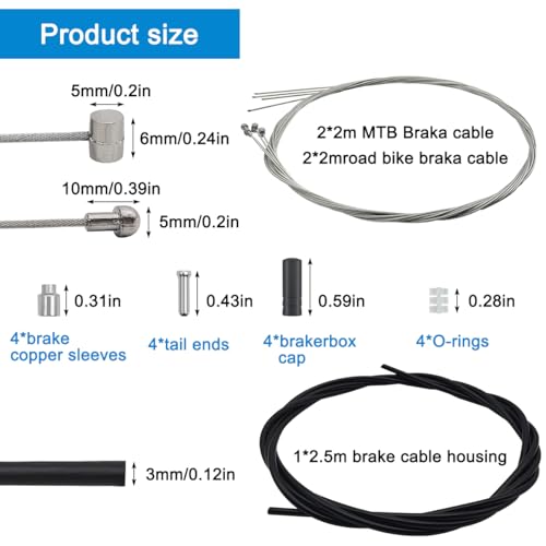 Bicycle Brake Cable Kit - 4 Pcs for Mountain & Road Bikes