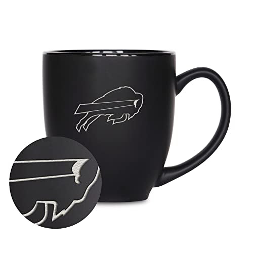 Buffalo Bills 15oz Matte Black Bistro Mug - Etched Team Logo