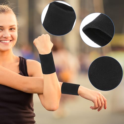 Wrist Compression Sleeves - 2 Pairs Black Nylon Support Wraps