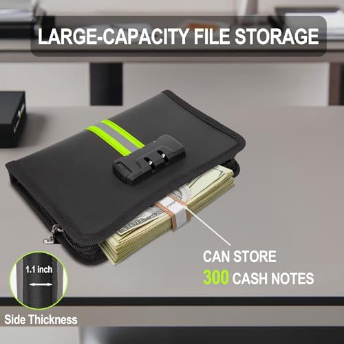 Fire Proof Money Bag for Cash,Money Bag with Lock and Zipper,Safe Fireproof Waterproof,Suitable for Cash, Mobile Phones, Keys, Credit Cards