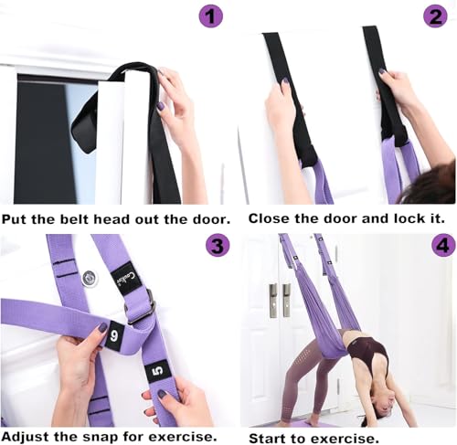 Yoga Door Swing Stretching Strap - Aerial Yoga Rope - Purple