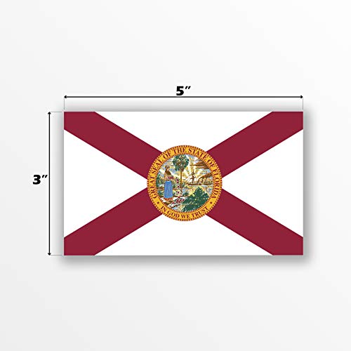 Florida State Flag Decal Sticker - 2-Pack, 5" x 3" UV Laminated