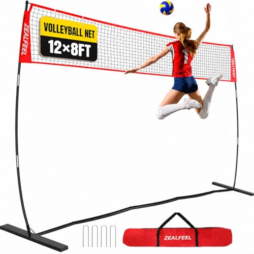 12FT Adjustable Portable Volleyball Net - Freestanding with Carry Bag