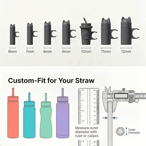 21Pcs 8mm Straw Toppers for Tumblers - Cute Cat Design