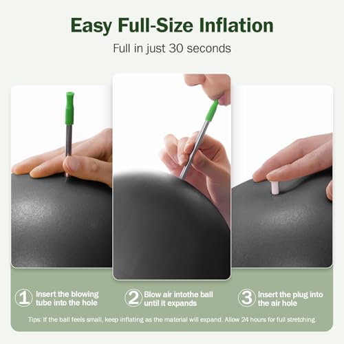 9 Inch Anti-Burst Small Exercise Ball - Black for Pilates & Yoga