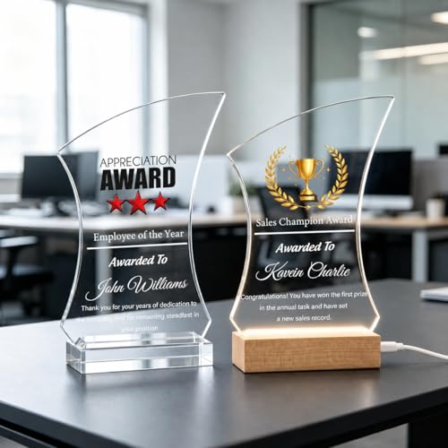 Personalized Acrylic Award Plaque - Custom Trophy with Photo & Text - Style 1