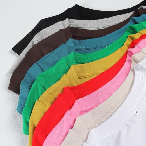 GEMBERA Women's White V-Neck Short Sleeve Fitted Casual T-Shirt - Medium
