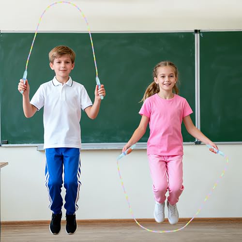 Adjustable Beaded Jump Rope for Kids & Adults - Blue