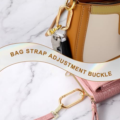 2Pcs Gold Carabiner Clips - Oval Metal Spring Snap Hooks for Bags & Keychains