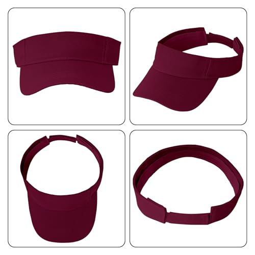 Adjustable Sport Visors Sun Hat - Burgundy, One Size (2pcs)