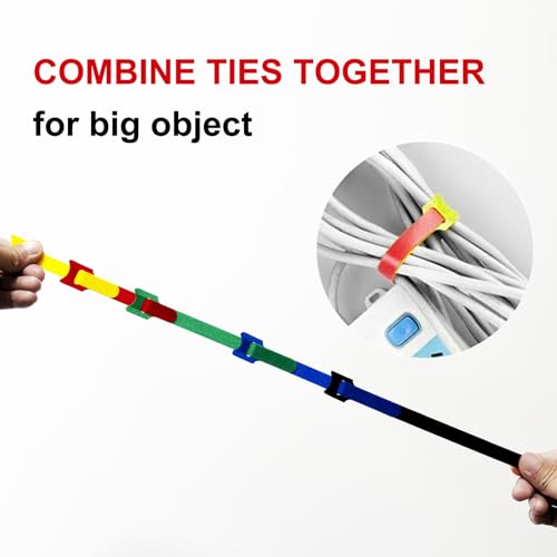80 PCS Reusable Cable Ties - Adjustable Hook and Loop Cord Wraps - Multicolor