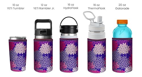Neoprene Insulated Water Bottle Sleeve - Hex Camo Green, Medium 16-18 oz