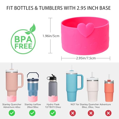 Heart Silicone Boot Sleeve for Stanley & Owala Tumblers - Rose Pink