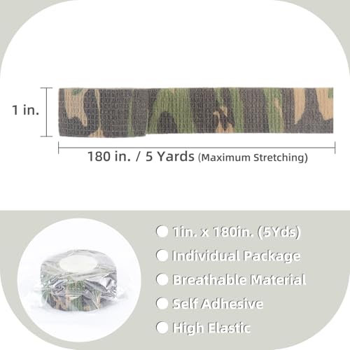 Self Adhesive Bandage Wrap - Camo-Mix, 12 Pack, 1 Inch x 5 Yards