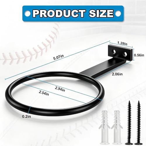 Baseball Wall Mount Display Holder - 1 Pack Black