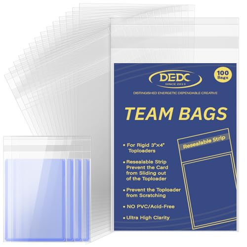 Trading Card Team Bags for 3x4 Inch Top Loaders - 100 Pcs Standard