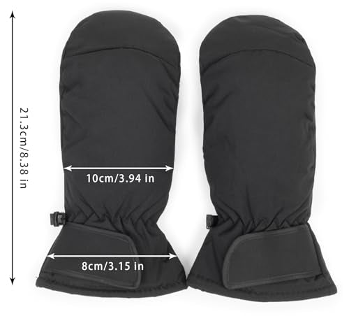 Waterproof Winter Ski Mittens - Windproof Snowboard Gloves - Black Medium