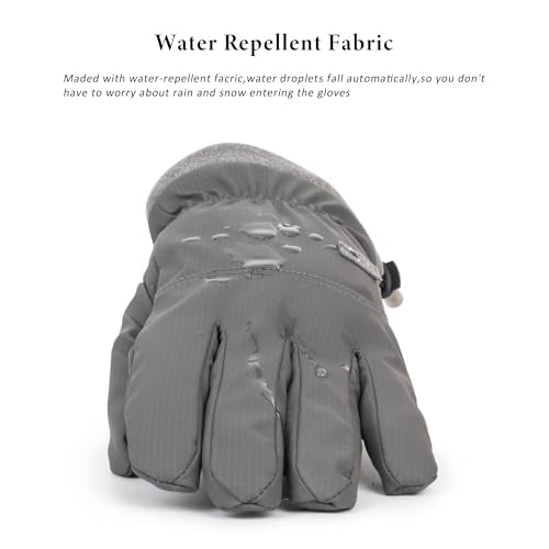 Water-Repellent Touchscreen Ski Gloves for Winter Sports - Grey Medium