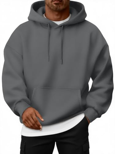 EFAN Mens Oversized Fleece-Lined Hoodie Sweatshirt – X-Large, Dark Grey