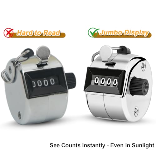 2-Pack Hand Tally Counter Clicker with Large Display and Reset Lever