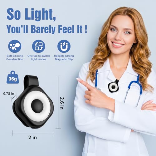 Rechargeable Nurse Clip-On Light with 3 Color Modes - F-Black