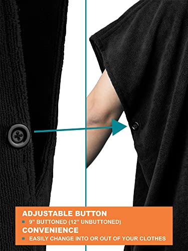 SUN CUBE Black Surf Poncho Changing Robe with Hood – Hooded Towel for Wetsuit Changing
