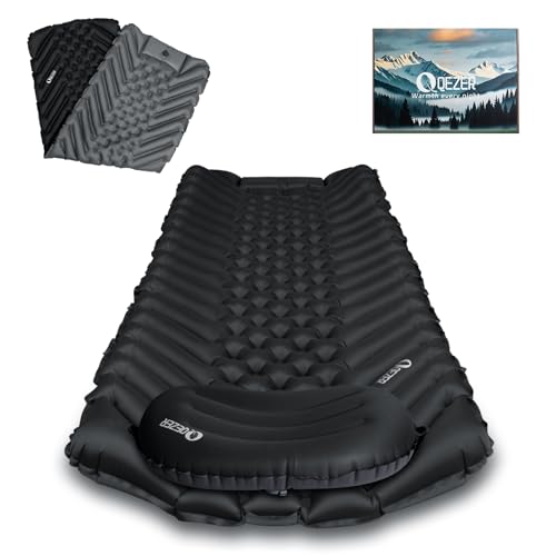 QEZER E-Black Ultralight Inflatable Sleeping Pad for Camping & Backpacking
