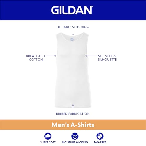 Gildan Men's Multipack Cotton Tank Tops G1104 Style - Navy, Cardinal Red, Metro Blue, Large