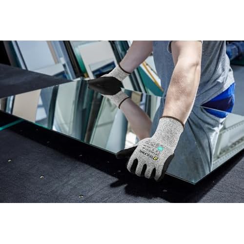 DULFINE A3 Cut Resistant Work Gloves for Men Women,Touchscreen Foam Nitrile Coated,12 Pairs Pack,Ideal for,Glass Cutting