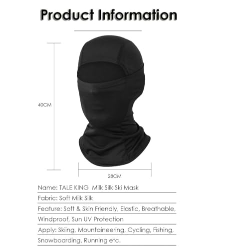 UPF 50+ Cooling Balaclava Face Mask for Motorcycle Cycling - Black