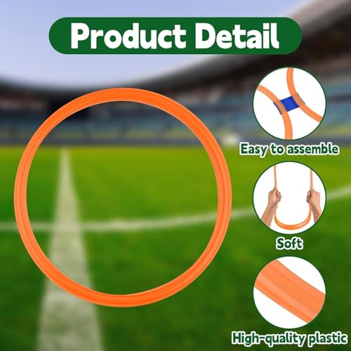 15 Inch Agility Rings - 24 Pack Speed Training Hoops for Soccer & Exercise