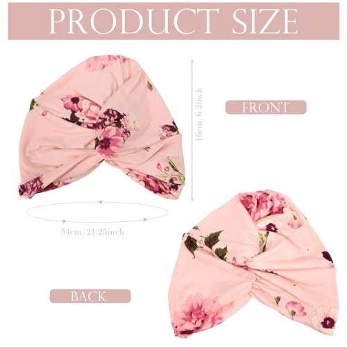 Printed Turbans for Women - Soft Pre-Tied Knot Head Wraps - Black & Pink