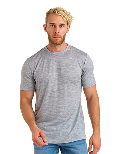 100% Merino Wool Short Sleeve T-Shirt for Men - Lightweight, Breathable Base Layer