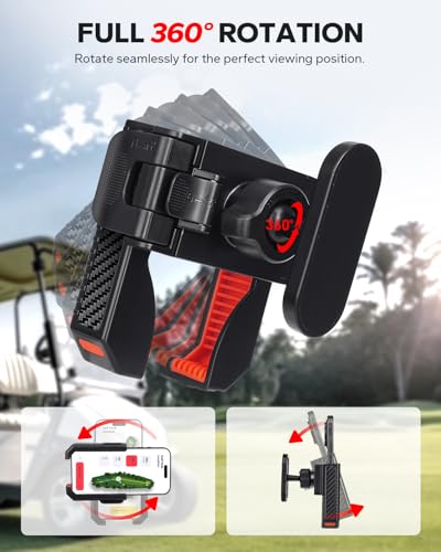 360° Rotating Magnetic Golf Cart Phone Holder - Red