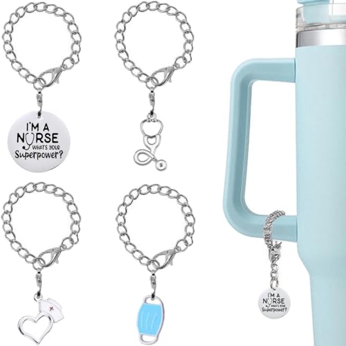 Nurse Theme Charms for Stanley Cup - Silver Water Tumbler Pendant