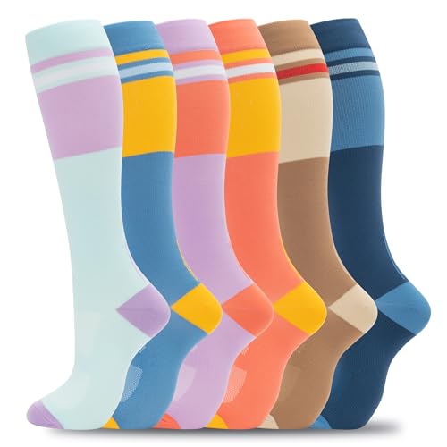 Fenglaoda Compression Socks for Men Women Support Circulation 6 Pairs Small-Medium