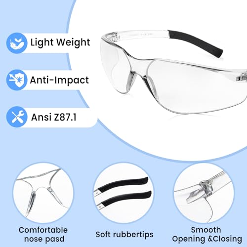 WFEANG Safety Glasses ANSI Z87.1 Certified for Men & Women - Durable Lab Protective Eyewear for Chemistry & Research