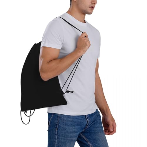 Personalized Drawstring Backpack - Custom Sports Bag - Pure Black