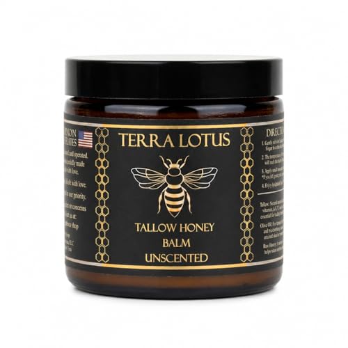 Terra Lotus Organic Grass-Fed Beef Tallow Balm Unscented 4 Oz - Natural Moisturizer