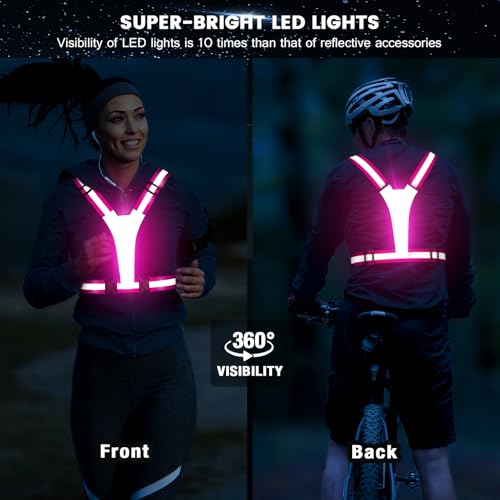 LED Reflective Running Vest - Rechargeable Safety Gear for Night Running