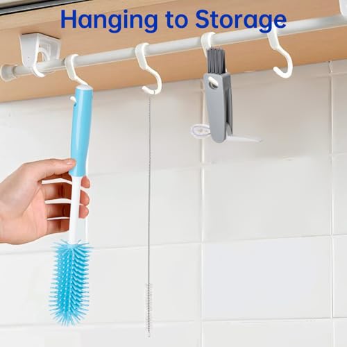 3 Pack Water Bottle Cleaner Brush Set - Silicone & Straw Brushes