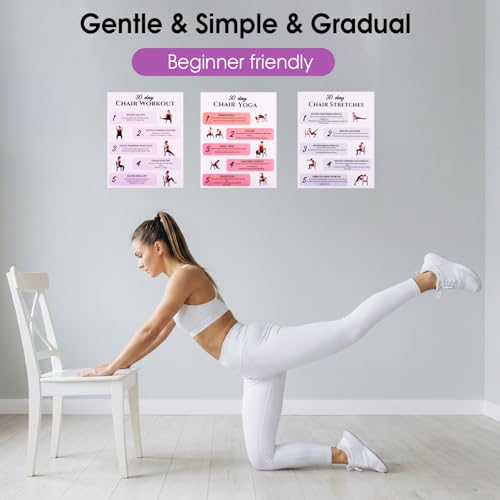 Chair Yoga Chart Poster Set - 30-Day Challenge, 6-Pack