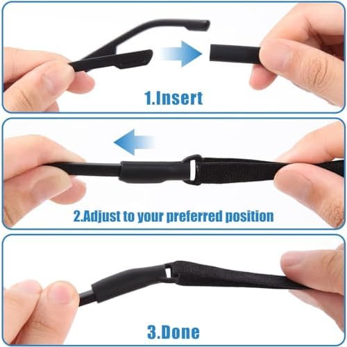 Adjustable Glasses Straps - 3 Pack No Tail Eyewear Retainer for Men, Women, Kids ? Fits Eyeglasses & Sunglasses